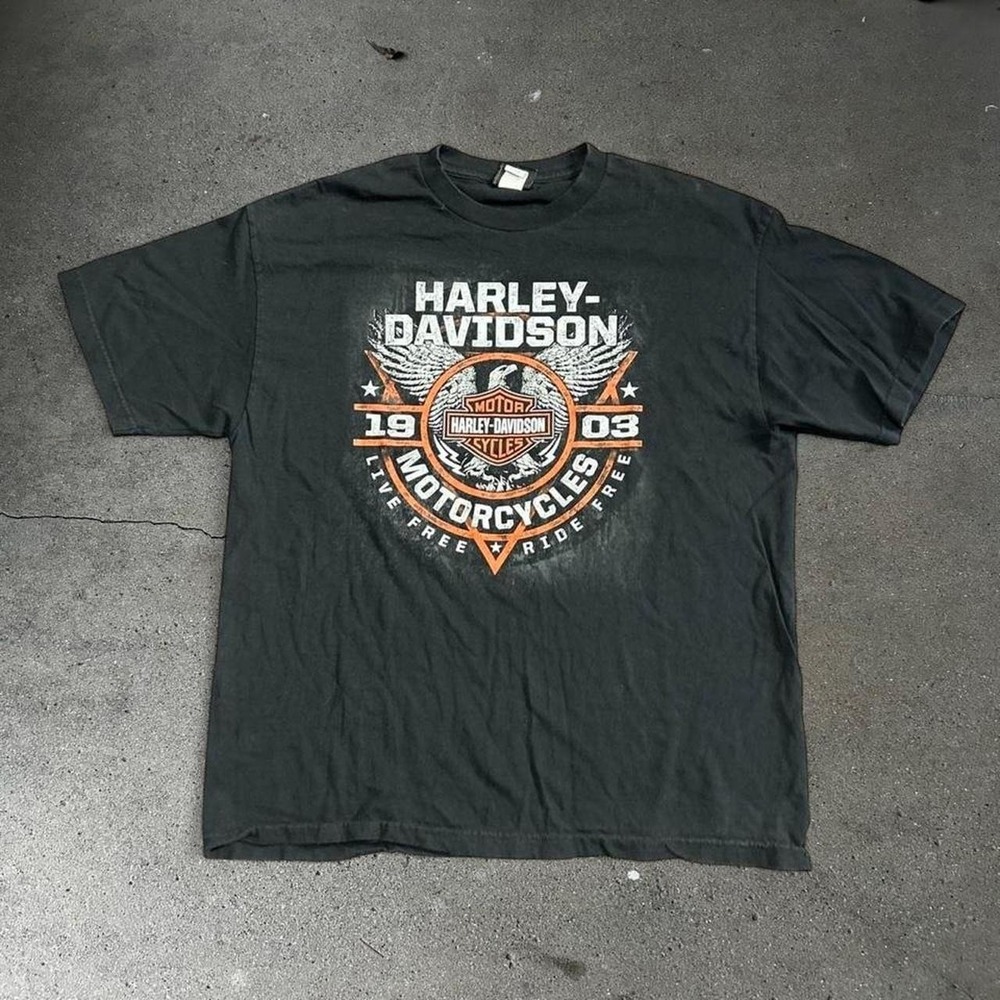Y2K men's Harley Davidson black Indiana biker graphic t-shirt Size XL